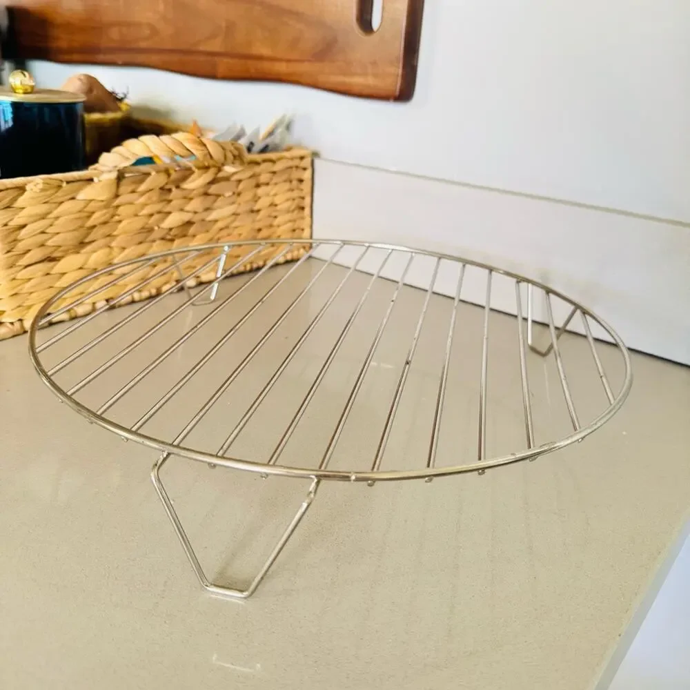 SHARPER IMAGE Round Stainless Steel Silver 14” Baking Rack Counter Cooling Stand